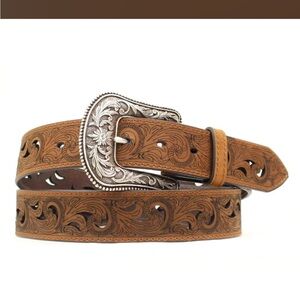 Ariat Ladies Scroll Paisley 1.5" Brown Leather Belt A1514802 Size Small